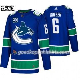 Vancouver Canucks Brock Boeser 6 50th Anniversary Adidas 2019-2020 Blauw Authentic Shirt - Kinderen